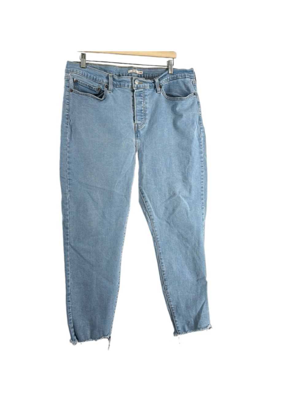 Levi’s wedgie skinny jeans light blue stretch denim frayed hem sz 20 W